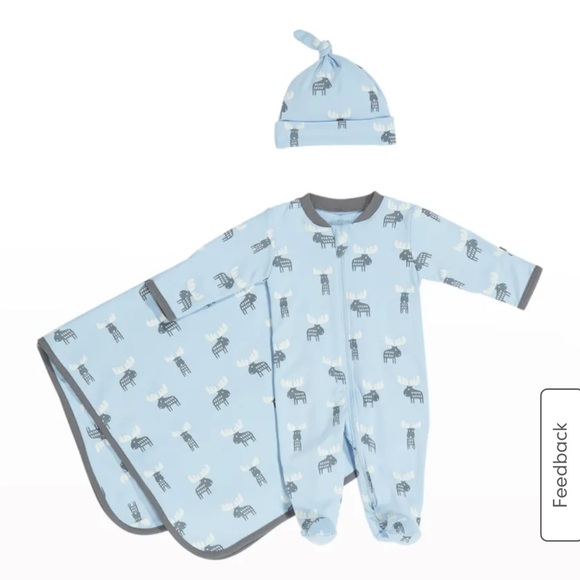 • Kissy Love By Kissy Kissy • Boy's Moose Tracks One Piece Footie Pajamas Blue - Picture 1 of 4